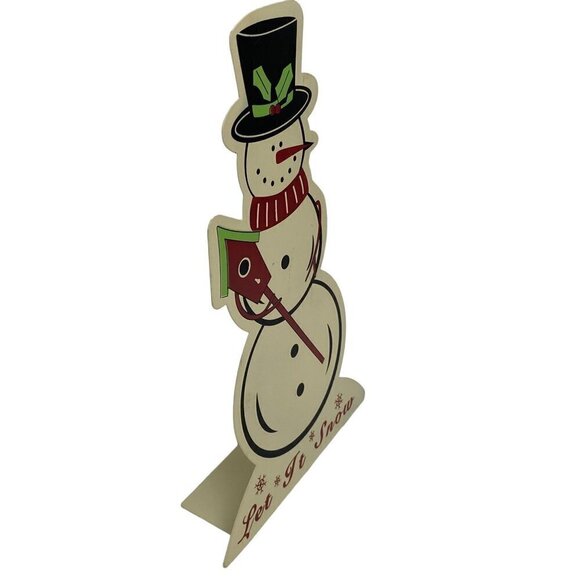 Large Christmas Snowman Metal Standing Decor 12" Retro Holiday - Picture 4 of 10